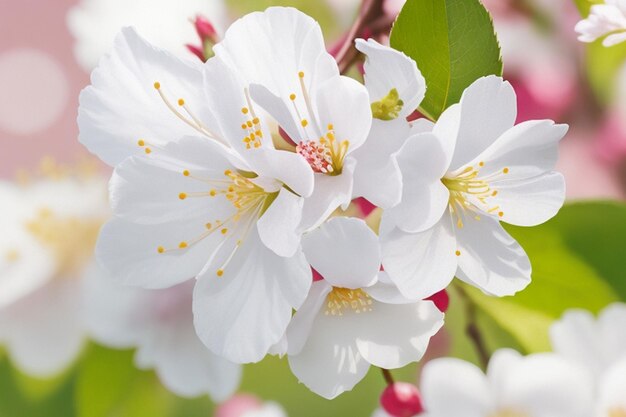 Les branches vectorielles de la fleur de cerise de printemps qui fleurit sur le bokeh burry