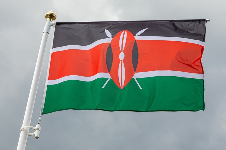 Photo brandissant le drapeau du kenya dans le vent
