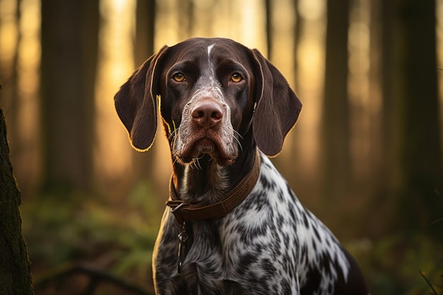 Braque allemand portrait en forêt