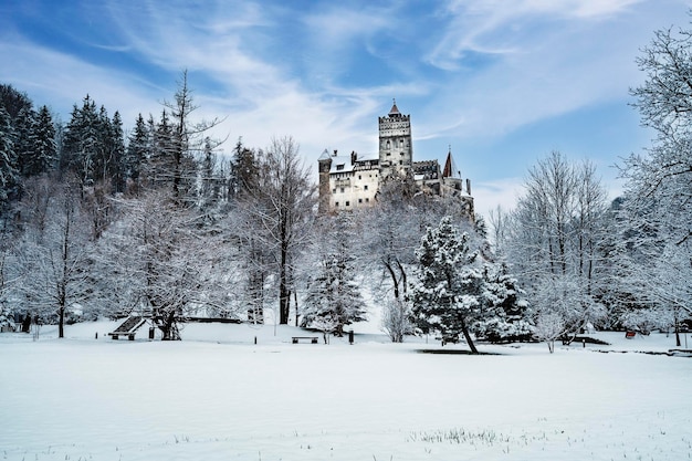 Brasov Transylvanie Roumanie Le château médiéval de Bran connu pour le mythe de Dracula l'heure d'hiver