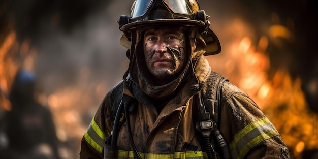 Brave pompier dans un incendie universel épique