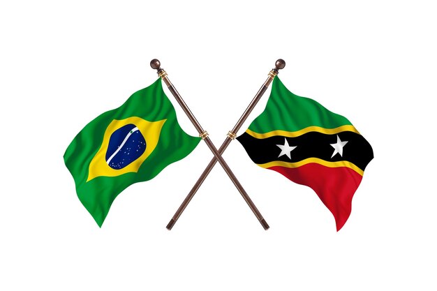 Brésil contre Saint-Kitts-et-Nevis Drapeaux Contexte