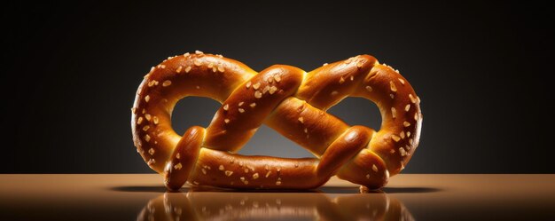 Bretzel frais isolé sur fond sombre IA générative