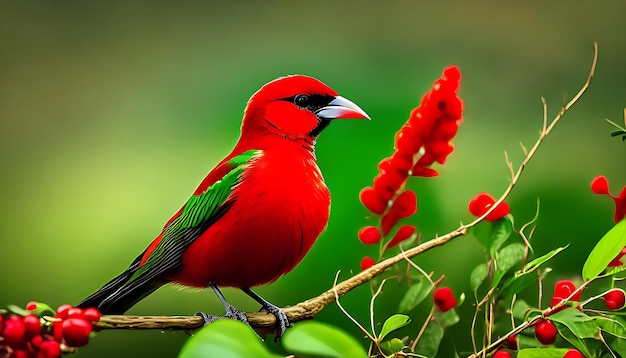 Brid rouge fond vert vif