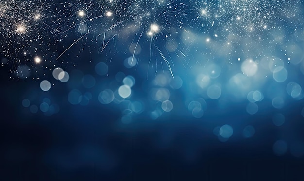 De brillants feux d'artifice sur fond bleu hivernal capturant la magie des célébrations festives. Génération d'IA