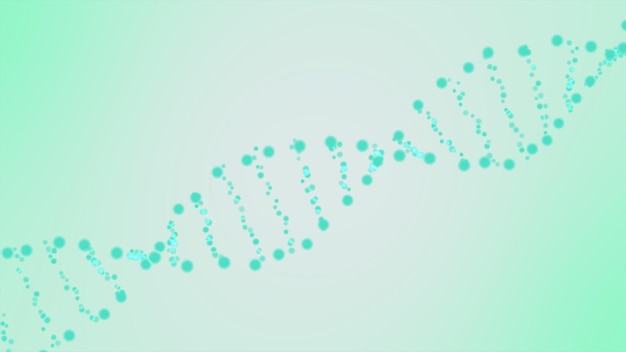 Brin d'ADN de couleur cyan rotatif futuriste avec codes génétiques et brins d'ADN rotatifs à géométrie abstraite