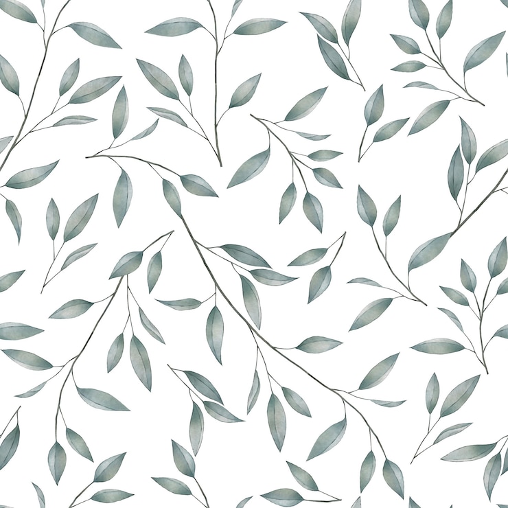 Photo brindille d'eucalyptus et feuilles modèle sans couture de printemps aquarelle