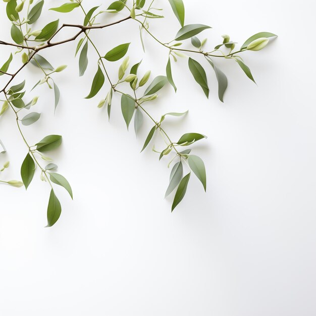 brindilles de feuilles sur fond blanc