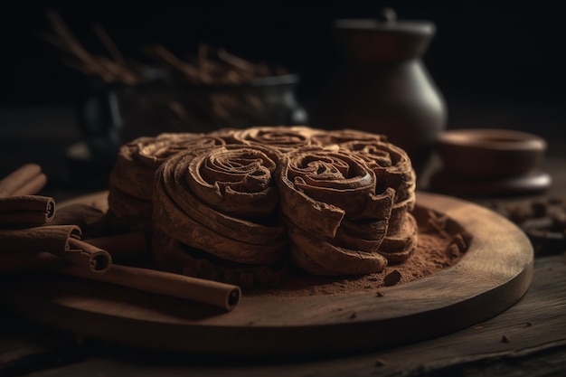 Un brioches à la cannelle sur la plaque