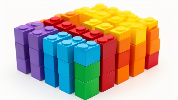 Brique de jouet en plastique empilable de couleur arc-en-ciel colorée