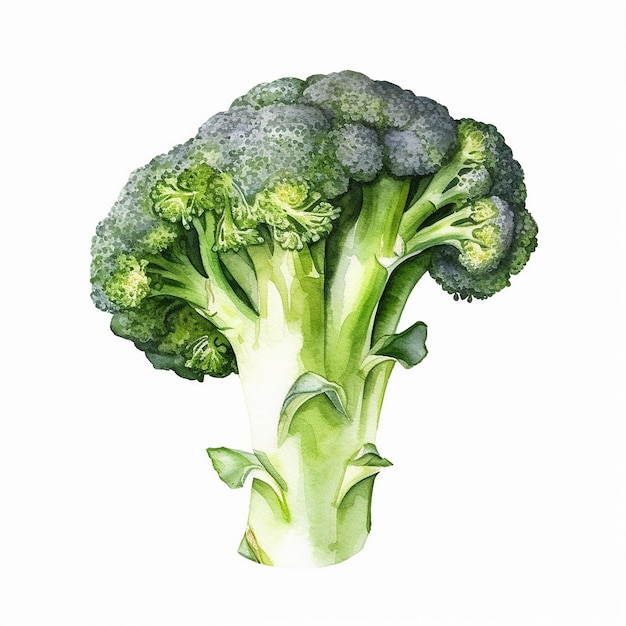 Photo broccoli vert à l'aquarelle sur fond blanc broccoli broccoli vert