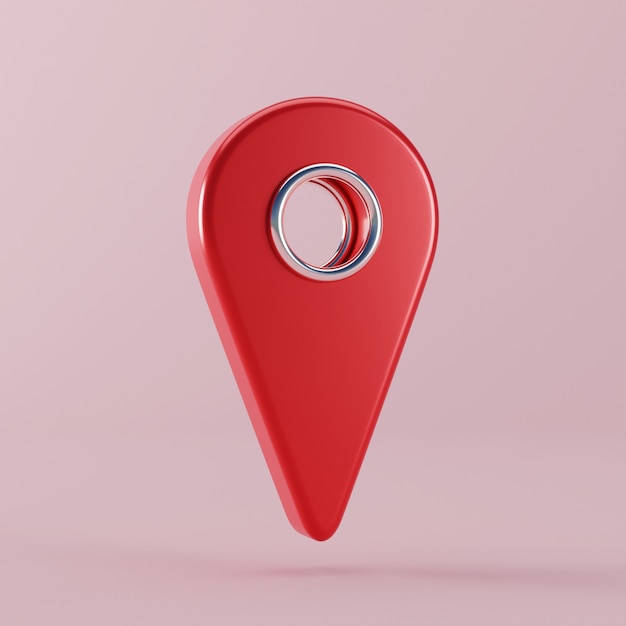 Photo broche de pointeur de carte rouge flottante. illustration de rendu 3d