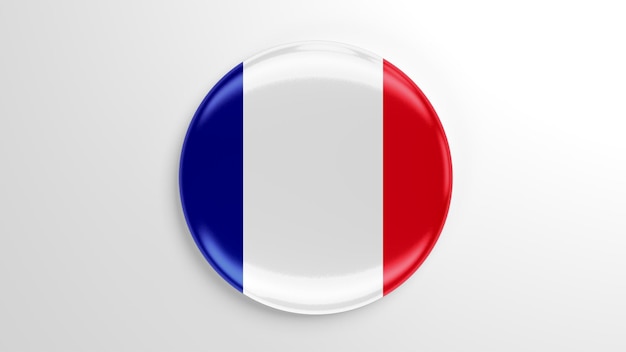 Broche ronde drapeau France illustration 3D