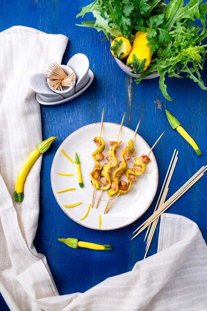 Brochette de courgette et poulet