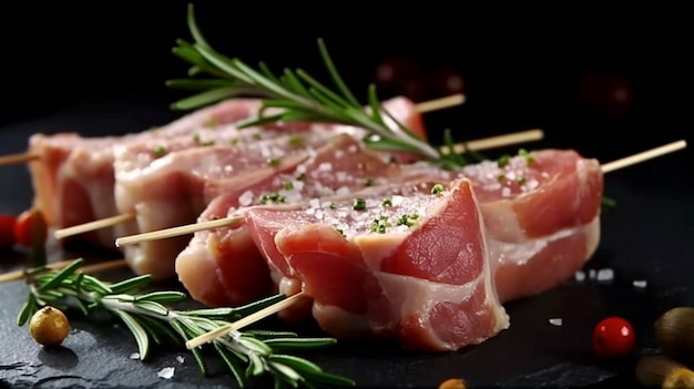 Brochettes de cou de porc cru Generative AI