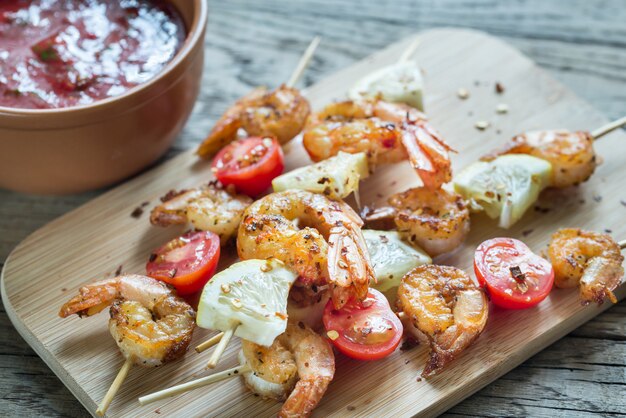 Brochettes de crevettes