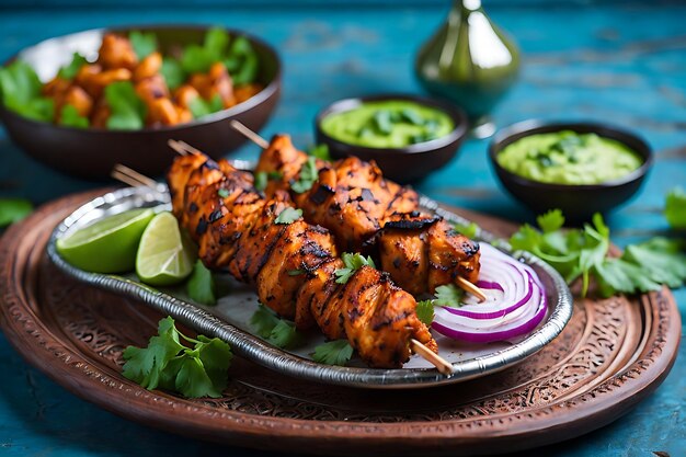 Brochettes de poulet tikka indiennes