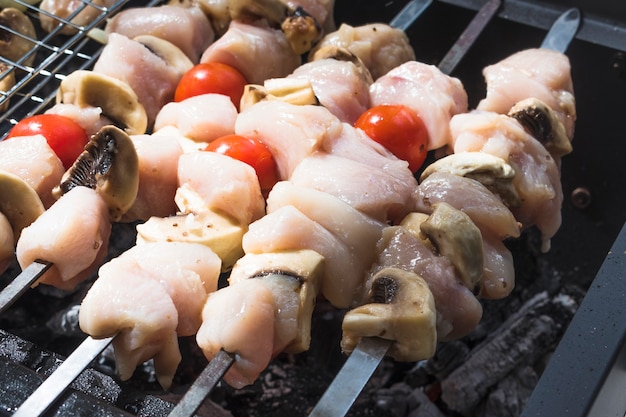 Brochettes de shish crues cuites sur le gril