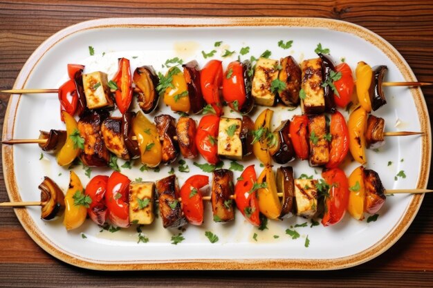 Photo des brochettes de tofu réfrigérées marinées dans de la sauce citronnelle