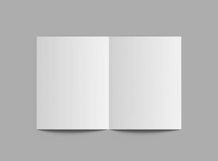 Photo brochure blanche à moitié pliée aux états-unis pour présenter votre conception