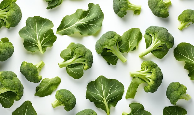 Brocoli de chou vert frais sur un fond blanc