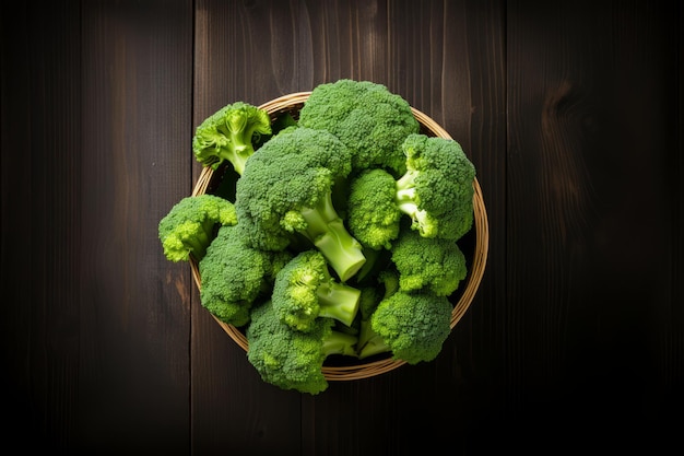 Photo brocoli dans un bol sur un fond en bois