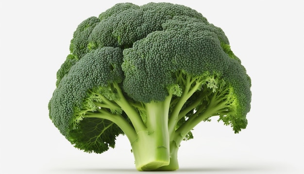 Brocoli frais sur fond blanc Generative AI