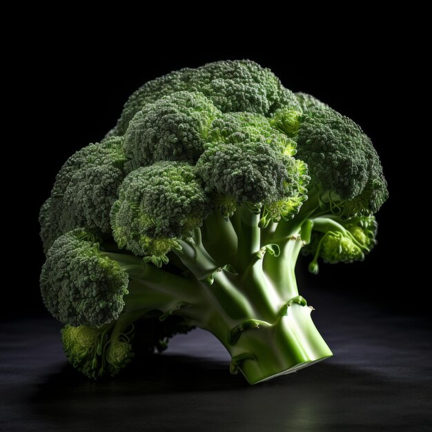 Brocoli frais sur un fond sombre IA générative