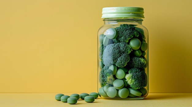 Le brocoli vert guérissant, les suppléments à base de plantes et le bien-être nutritionnel