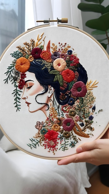 Sac personnalisé avec broderie visage et fleurs