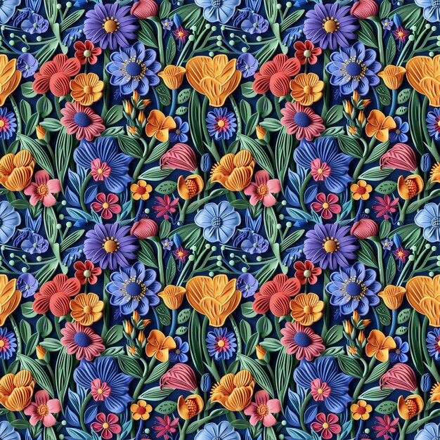 Broderie florale à partir de motifs sans couture de laine de tricot