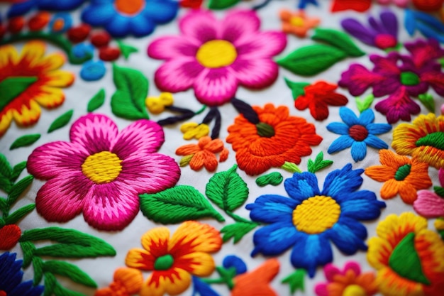 Photo broderie mexicaine et dessins traditionnels