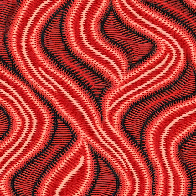 broderie avec un motif de formes rouges