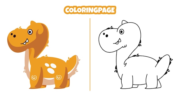 Brontosaure mignon avec des pages à colorier adaptées aux enfants