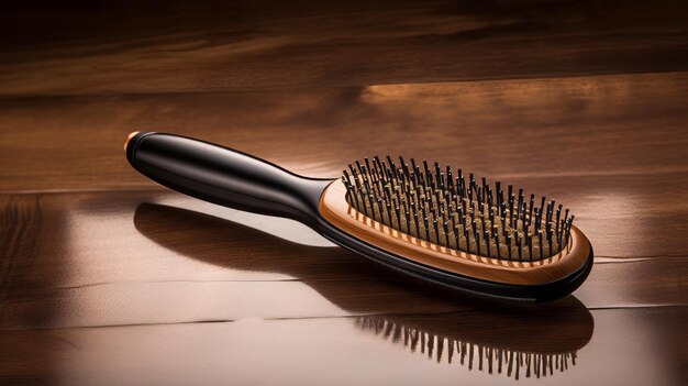 Photo une brosse à cheveux et un miroir avec un reflet parfait des cheveux