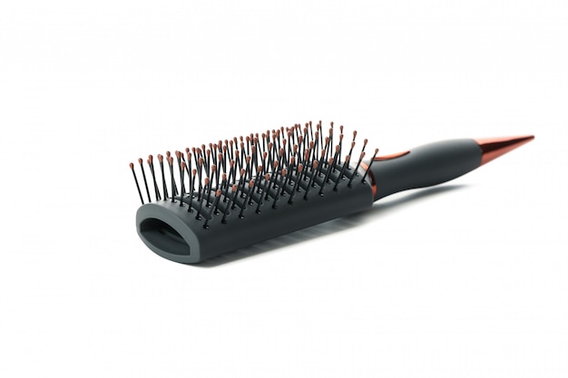 Brosse à cheveux noirs isolé sur blanc