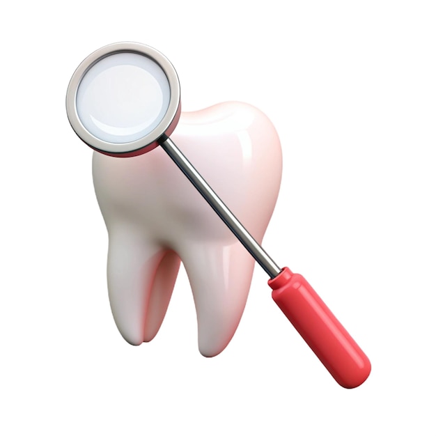 une brosse à dents avec une poignée rouge et une loupe dessus