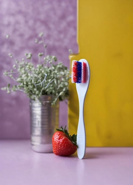 Une brosse à dents tenant la main avec une fourchette