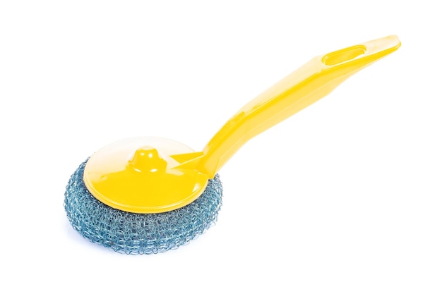 Brosse à récurer jaune isolé