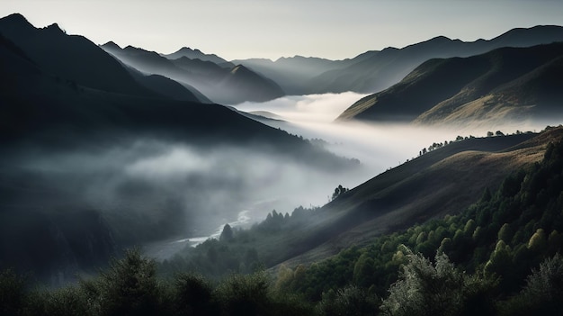 Brouillard dans la vallée de la lune