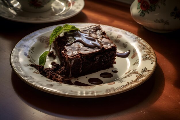 Brownie sur une assiette