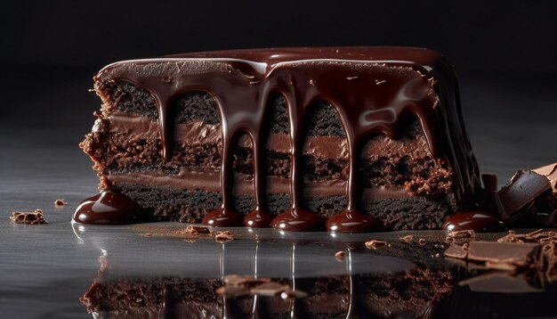 Un brownie fait maison avec du chocolat noir et de la noisette généré par l'intelligence artificielle.