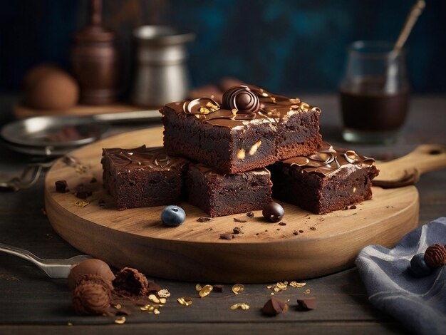 Photo des brownies au chocolat délicieux faits maison.