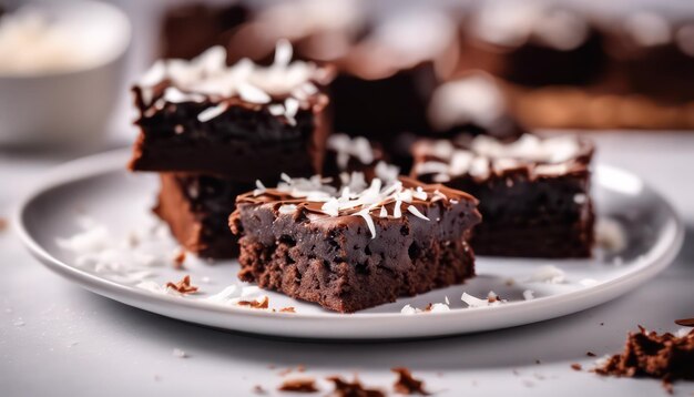 Photo brownies au chocolat avec de la noix de coco rasée