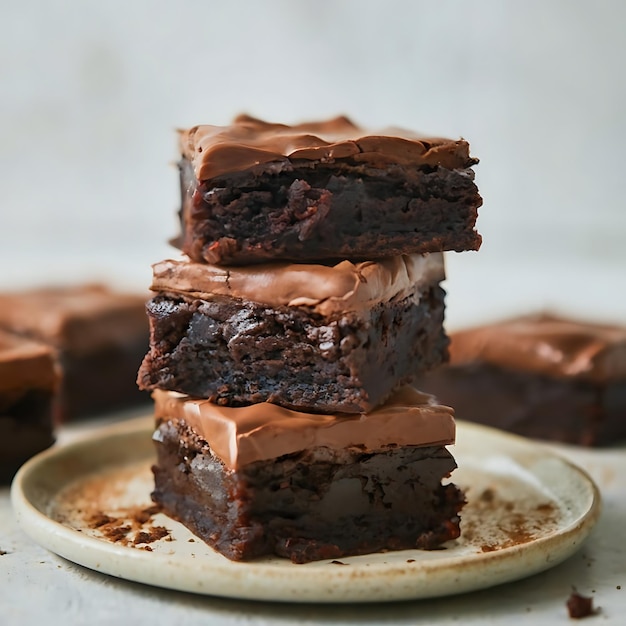 Des brownies au chocolat sur la table de la cuisine Photographie alimentaire