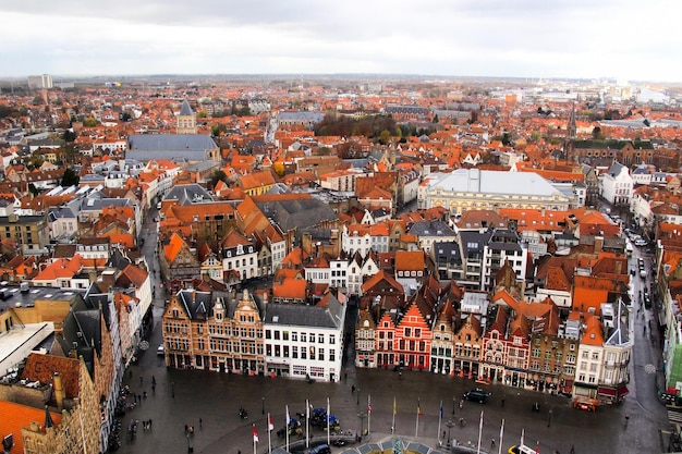 Bruges Belgique Belle Vue Sur La Vieille Ville Médiévale Européenne