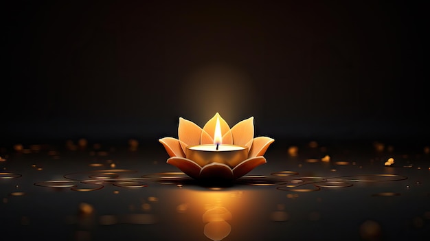 Brûler diwali diya sur fond sombre illustration IA générative