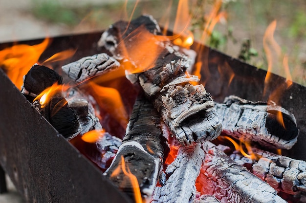 Brûler du bois dans un brasero mangal ou bbq