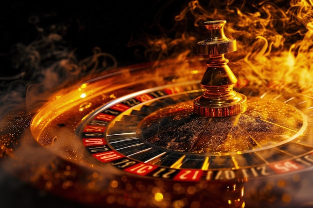 Brûler les enjeux élevés de la roulette de casino dans les flammes