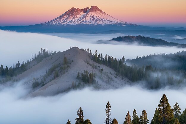 La brume du matin au volcan Lassen